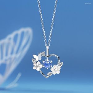 Pendentif Colliers Papillon Coeur Collier Pour Femmes Or Blanc Couleur Épais Plaqué Chandail Chaîne Bijoux De Mode Femme