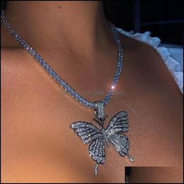 Pendentif Colliers Collier Papillon Or Sier Rosegold Glacé Tennis Chaîne Cz Hip Hop Bling Hommes Colliers Diamant Bijoux2770 Dr Dhiiw