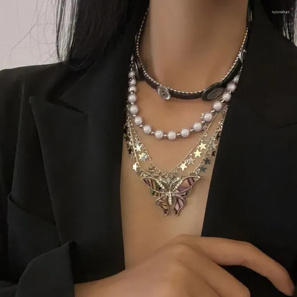 Pendentif Colliers Papillon Collier Imitation Perle Pour Femmes Exagérée De Luxe De Mariage De Mode Bijoux 2023