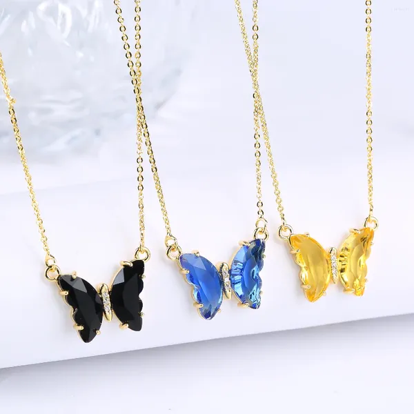 Pendentif Colliers Collier Papillon Bijoux Automne Accessoires 21 Couleur Cristal Longue Chaîne Femmes