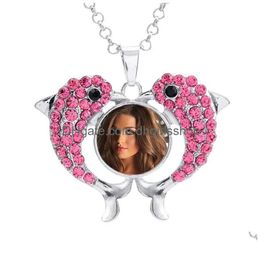 Pendant Necklaces Button Pendants For Dye Sublimation Zircon Fish Jewelry Women Heat Transfer Printing Consumable Drop Delivery Dhowm