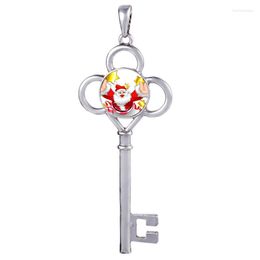 Pendentif colliers bouton père noël clé pendentifs pour Sublimation femmes bijoux coeur transfert impression 15 pièces/lot