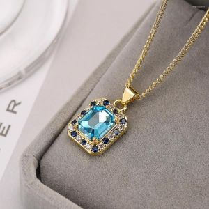 Pendentif Colliers ACHETER Mode Or Couleur En Acier Inoxydable Chaîne Collier Pour Femmes Hommes À La Mode 6 Style Cristal CZ Carré En Gros