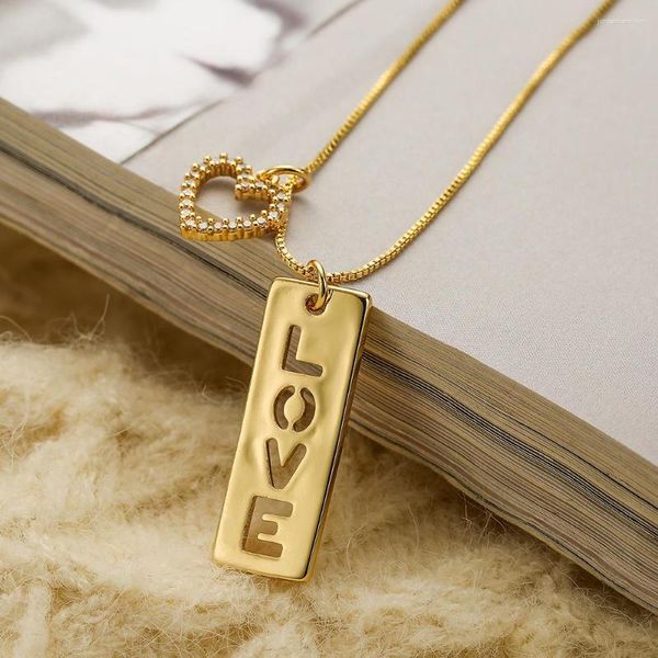 Hanger Kettingen KOPEN Fashion Gold Color Box Collier 2023 Hollow LOVE Heart For Women Verjaardagscadeau