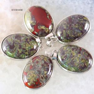 Collares pendientes BUYERSHOME Oval 25x35MM Joyería de mujer para collar Cuentas de piedra natural Sangre de dragón rojo 1 Uds K674