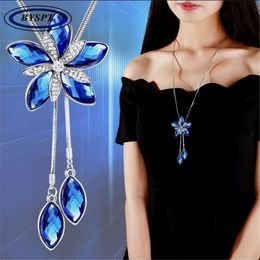 Pendentif Colliers Byspt Femmes Fleur Collier Femme Long Hiver Pull Chaîne Accessoires 230831