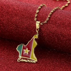 Pendentif Colliers Cameroun Carte Drapeau Hommes Femmes Cameroun Pays Cartes Camerounais