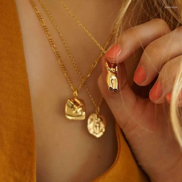 Collares pendientes Diseñador canadiense Resumen Rostro humano Collar Mujer Acero inoxidable chapado en oro