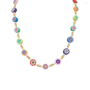 Collares con colgantes, collar de cuentas de resina aleatoria de Color caramelo para mujeres, Gargantilla de arcilla suave para chicas dulces, Collares de perlas, joyería hecha a mano para mujer