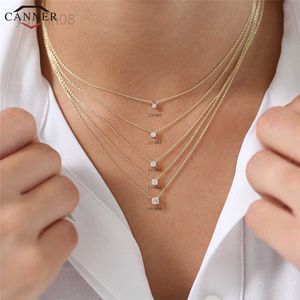 Hanger Kettingen CANNER 925 Sterling Zilveren Ketting Vrouwen Zirconia Ketting Sieraden CZ Crystal Choker Ketting Goud Kleur Collier H40 HKD230712