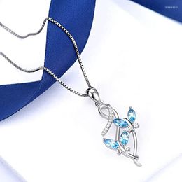 Pendentif Colliers CAOSHI Blue Buttfly Collier Femme Fiançailles Accessoires Bijoux Esthétique Chic Cadeau Pour Anniversaire Cérémonie