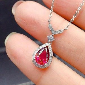 Pendentif Colliers CAOSHI Délicat Charmant Collier De Dame Pour Le Mariage Accessoires En Cristal Rouge Vif Conception Exquise Bijoux Fête