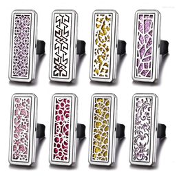 Pendentif Colliers Voiture Désodorisant Magnétique Diffuseur Bijoux Rectangle Vintage Vent Clip En Acier Inoxydable Parfum Médaillons