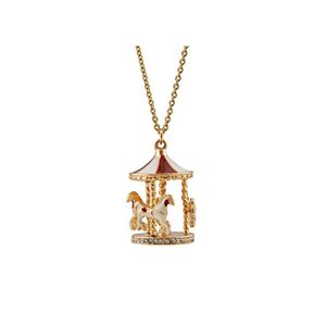 Hanger kettingen Carousel Horse mode Goudketting ketting vrouwen kristallen trui sieraden accessoires drop levering hangers ot13g