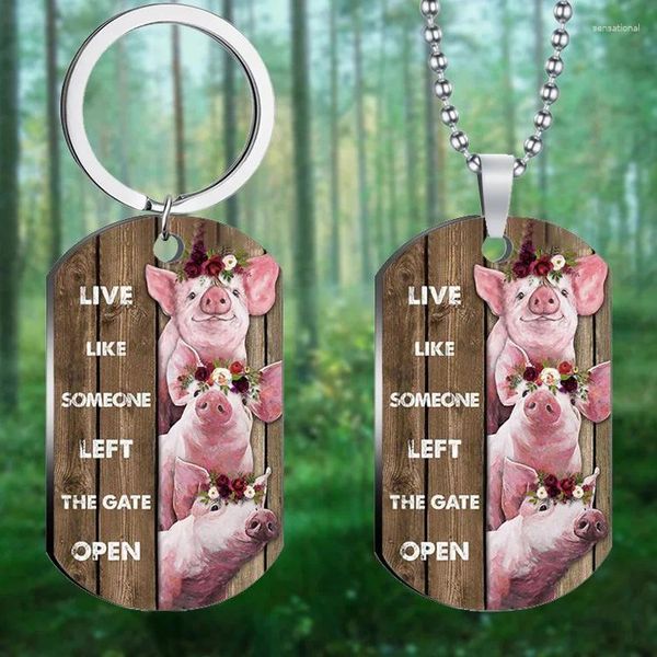 Pendentif Colliers Dessin animé mignon collier de cochon pour les cadeaux de végétarisme en acier inoxydable couleur impression bijoux à la mode YLQ10311