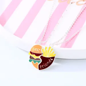 Pendentif Colliers Cartoon Hamburger Frites BFF Amitié Bijoux Créatifs Cadeau De Noël