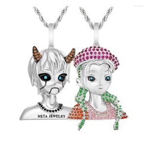 Hanger kettingen cartoon ketting nft menselijke pixel charme vrouwen mannen hiphop stijl saaie aap mode en zirkonia sieraden