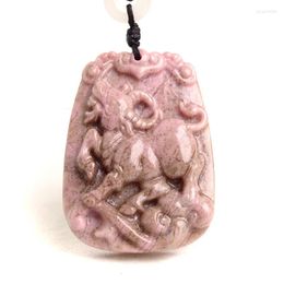 Pendentif Colliers Sculpté Vache Naturel Gem Pierre Bijoux Rhodonite Jaspe Perles Corde Chaîne Collier À La Mode Cadeau Pour Femmes Hommes