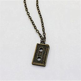 Pendentif Colliers Cassette Cassette Collier Antique Bronze Couleur Charme Musique Bijoux Vintage Pour Femme Rétro Accessoires