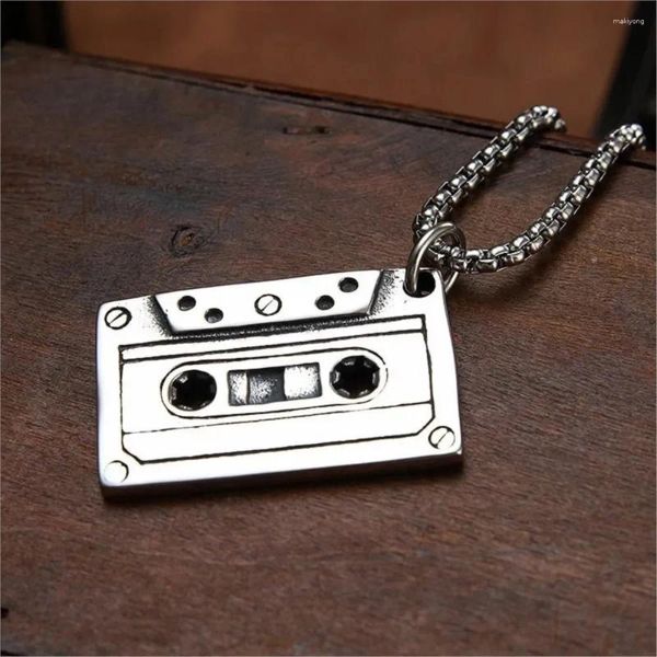 Pendentif Colliers Cassette Tape Collier Hip Hop Rock Vintage Magnétique Musique Fête Chaîne Ras Du Cou Bijoux Cadeau Pour Hommes Femmes En Gros