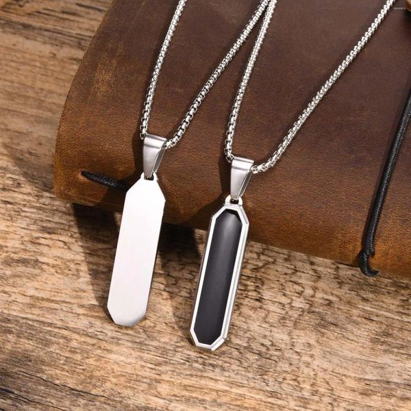 Colliers pendants barre verticale noire décontractée pour hommes