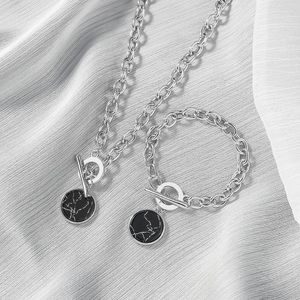Pendentif colliers décontracté minimaliste chaîne de cou pour les femmes rondes en marbre pendentifs Hiphop femme mode bijoux collier