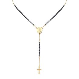 Colliers de pendentif Colliers catholiques en acier inoxydable Perles de cordons Y Forme Vierge pour femmes