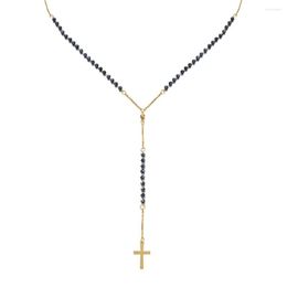 Pendentif Colliers Catholique En Acier Inoxydable Chapelet Perles Chaîne Y Forme Croix Collier Pour Femmes Hommes Bijoux Religieux