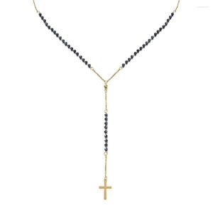 Pendentif Colliers Catholique En Acier Inoxydable Chapelet Perles Chaîne Y Forme Croix Collier Pour Femmes Hommes Bijoux Religieux