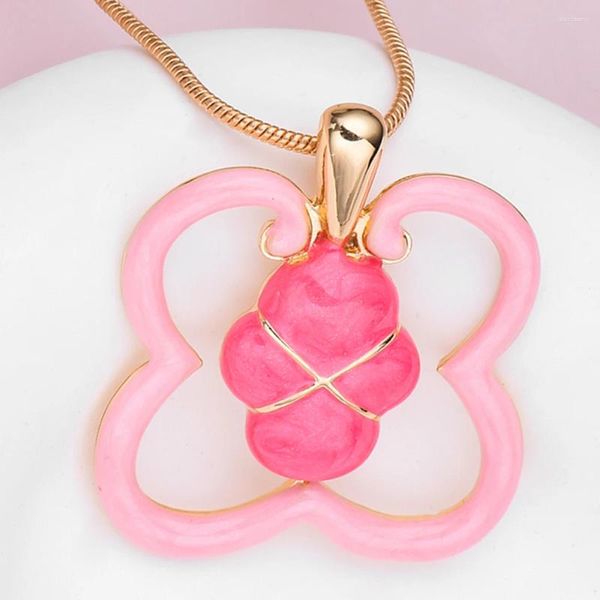 Pendentif Colliers Catuni Fée Winx Dans Club Flora Collier Belle Papillon Fleur Rose Émail Chic Nostalgique Bijoux Pour Femmes Filles