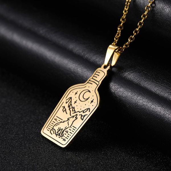 Pendentif Colliers Cazador Drift Bottle Cup Rocket Wolf Bull Whale Nature Sirène Bijoux en acier inoxydable 2022 Cadeau d'anniversaire Pendentif