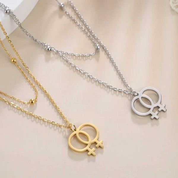 Colliers pendentifs Collier Cazador Symbole lesbien pendentif en acier inoxydable Collier LGBT Fashion Bijoux 2024 Nouveau Q240430