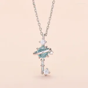 Hanger kettingen Celestial Crystal Key Necklace Vrouwen kleine wereldwijd feest ornament sieraden cadeau voor meisjes