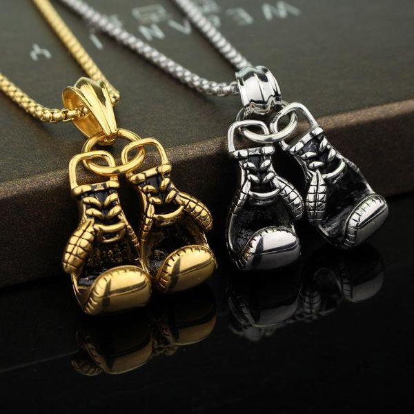 Collares colgantes Centro de lujo Mini guante de boxeo Collar presente para hombres Gargantilla unisex Hip Hop Collares de cadena Colgante