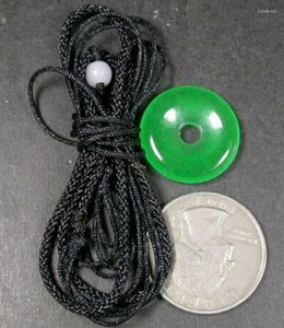 Pendentif Colliers Certificat Chinois Vert Quartzite Jade Cercle Donut Amulette 20mm