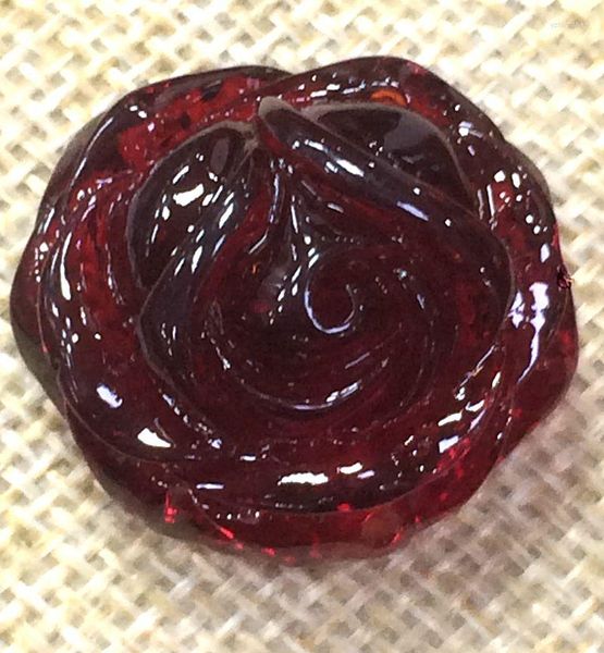 Pendentif Colliers Certificat Ambre Mexicain Naturel Cire d'Abeille Fleur de Rose Sanguine 26 25 18mm