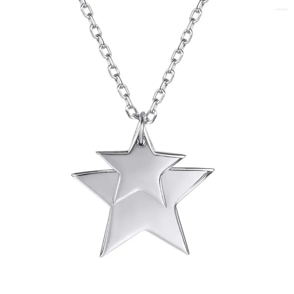 Pendentif Colliers ChainsPro 925 Sterling Silver Star Saint Valentin Cadeau Fille Dainty Bijoux Double Collier Femmes P621