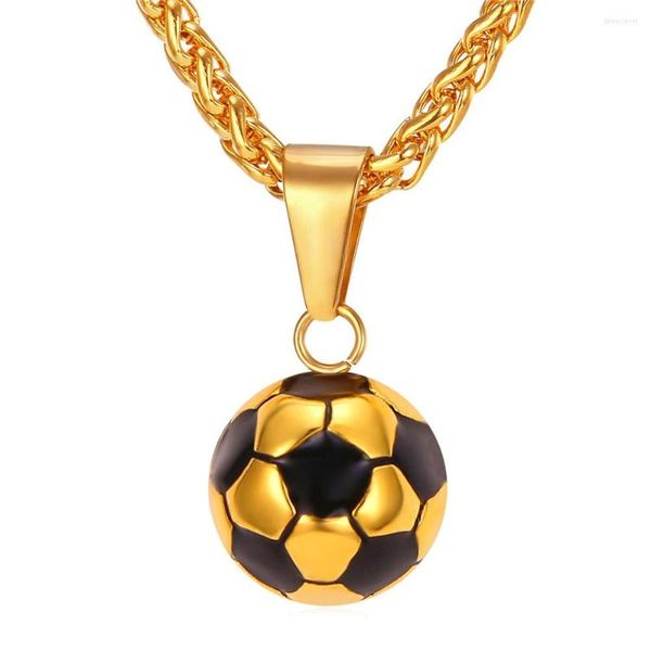 Collares colgantes Chainspro Ball Colgantes Color oro Acero inoxidable Venta al por mayor Collar de fútbol Mujeres Hombres Deporte Gimnasio Joyería P412