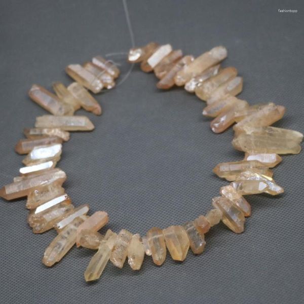 Collares pendientes Champagn Healing Crystal Quartz Beads Top Drilled Gargantilla Point Rock Moda Mujer Joyería fina Collar Stone-Kindgems