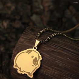 Colliers pendants Chandler Néerlandais Pig Animal Collier en acier inoxydable Carton Bijoux mignon Gift pour hommes et femmes