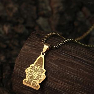 Colliers pendants Chandler Garden Gnome Clipart Collier pour hommes et femmes Cadeau de Noël en acier inoxydable