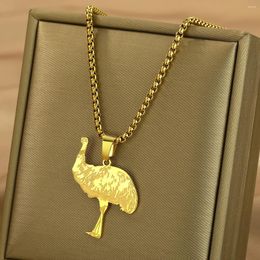 Pendentif Colliers Chandler Collier d'émeu en acier inoxydable Le deuxième plus grand ornement d'oiseau du monde pour hommes et femmes