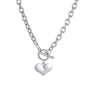 Hanger kettingen charme hart ketting roestvrijstalen kabelketting link met schakelaar clasp vrouwen liefde