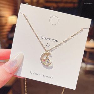 Pendentif Colliers Charme Lune Pour Femmes Cristaux Astérisme Collier 2023 De Luxe Clavicule Chaîne De Mode Bijoux En Gros