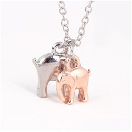 Pendentif Colliers Charme Pendentif Colliers Beautifly Sier Mode Collares Chocker Collier Famille Bijoux Deux Éléphant Drop Livraison J Dh1Bz