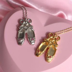 Hanger kettingen Charm Persoonlijkheid Goud zilveren balletschoenvorm ketting voor vrouwen meisjes metaal elegante choker afstuderen geschenken