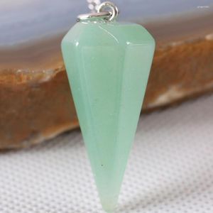 Hanger kettingen charme reiki piramide zeshoekige slinger parel keten natuurlijke edelsteen green aventurine juwelen cadeau voor vrouwen mannen 1 stks k1804