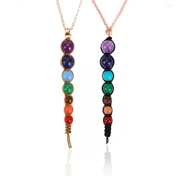 Collares colgantes Charm Yoga Collar de cuentas espirituales Joyería de mujer Multicolor 7 Chakra Beads Regalo