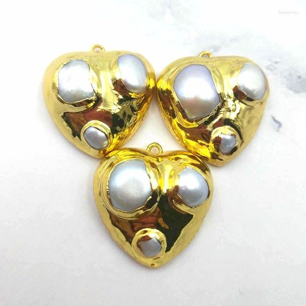 Colliers pendants charme de style joli style coeur naturel blanc natural nacre étouffée or plaqué pour les filles