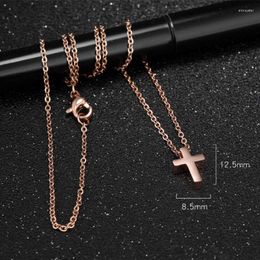 Pendentif Colliers Charme En Acier Inoxydable 316L Or Rose Simple Croix Cadeau Dames Femmes Collier Chaîne Libre 24 "Noël